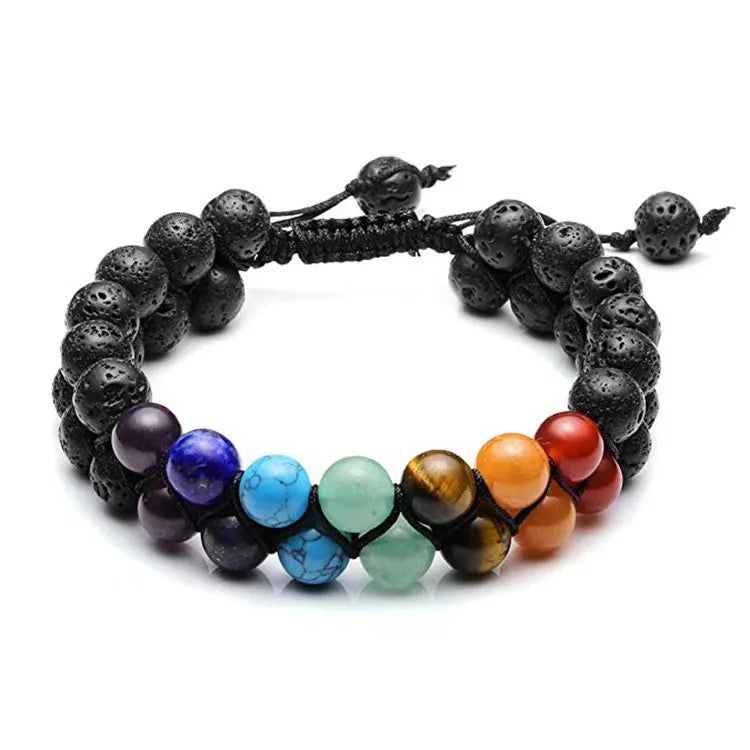 7 Chakra Multi-layer Bracelet For Men Yoga Stone Adjustable Woven Rope Chain Bangle Women Fashion Meditation Relaxation Jewelry