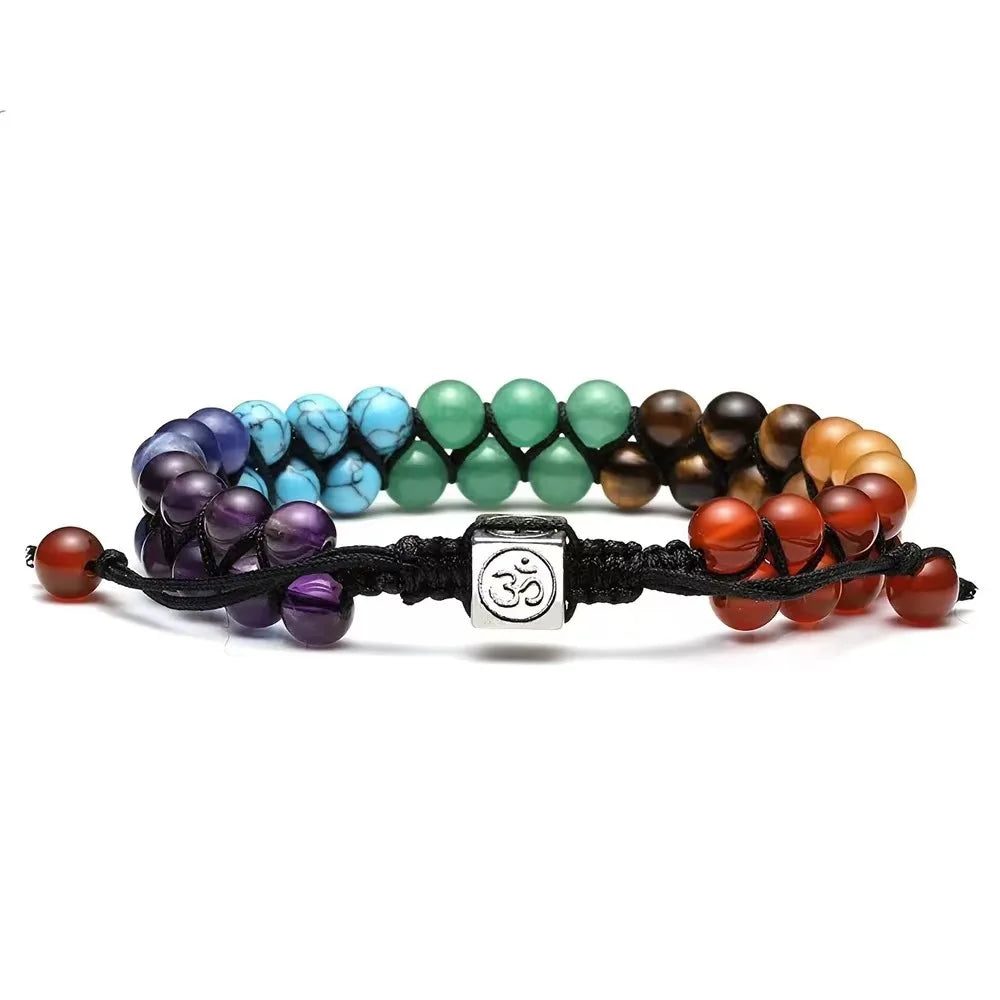 7 Chakra Multi-layer Bracelet For Men Yoga Stone Adjustable Woven Rope Chain Bangle Women Fashion Meditation Relaxation Jewelry